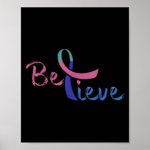 Believe Awareness Ribbon Suicide Prevention &amp;  Poster