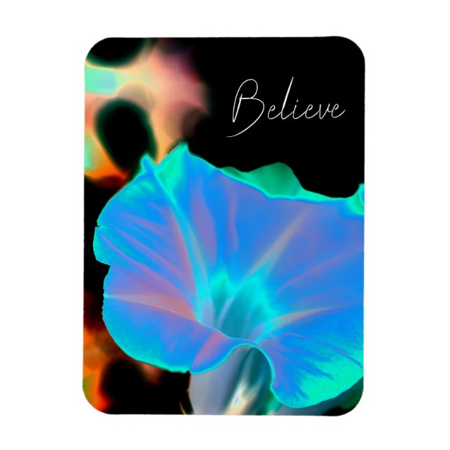 "Believe" Beautiful Flower Flexible Photo Magnet (Vertical)