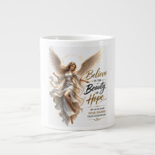 Believe Beauty Hope Angel Inspirational Quote .. Large Coffee Mug