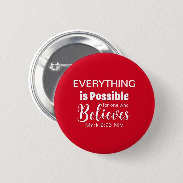 Believe Bible Verse Christian Faith Red 6 Cm Round Badge (Front & Back)