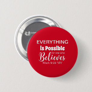 Believe Bible Verse Christian Faith Red 6 Cm Round Badge