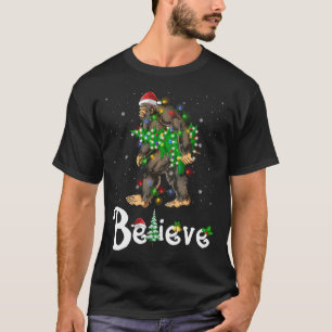 Believe Bigfoot Sasquatch Santa Hat Christmas T-Shirt