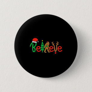 Believe Bigfoot Sasquatch Santa Reindeer Christmas 6 Cm Round Badge