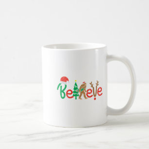 Believe Bigfoot Sasquatch Santa Reindeer Christmas Coffee Mug