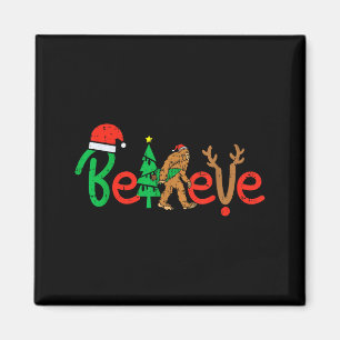 Believe Bigfoot Sasquatch Santa Reindeer Christmas Magnet