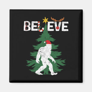 Believe Bigfoot Sasquatch Yeti Santa Hat Christmas Magnet