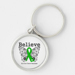 Believe - Bile Duct Cancer Butterfly Key Ring