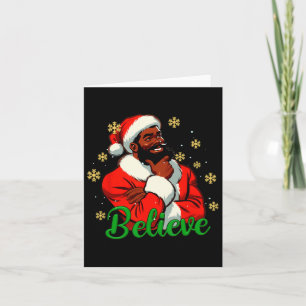Believe Black-santa Claus Christmas African Americ Card