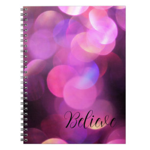 "Believe" Black Script, Purple Sparkles Journal