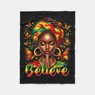 Believe Black Women Prayer Afro Hair Black History Fleece Blanket