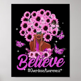 Believe Black Women Sunflower Hair Overdose Awaren Poster