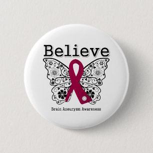Believe Brain Aneurysm Awareness 6 Cm Round Badge