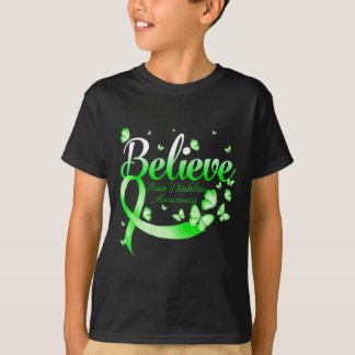 Believe Brain Disabilities Awareness Butterfly  T-Shirt