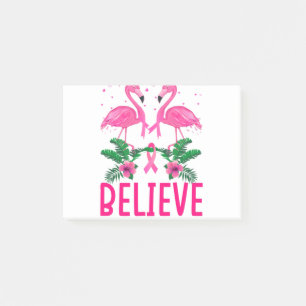 Believe Breast Cancer Awareness Flamingo T-Shirt Post-it Notes
