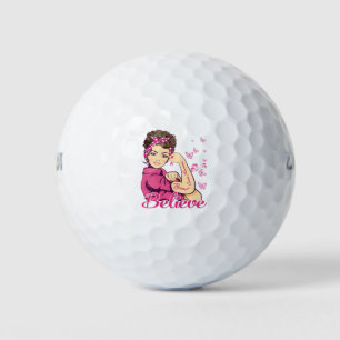 Believe Breast Cancer Warrior T-Shirt Womens Golf Balls