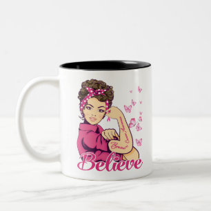 Believe Breast Cancer Warrior T-Shirt Womens Two-Tone Coffee Mug