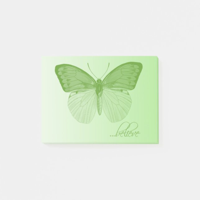 Believe Butterfly Lime Post-it Notes (Front)