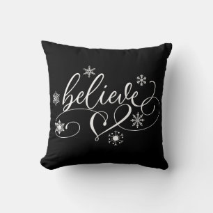 Believe Calligraphy Christmas Cushion