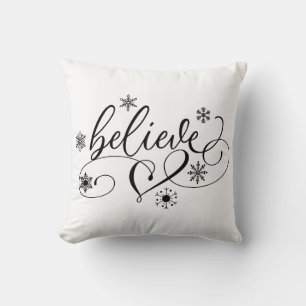 Believe Calligraphy Christmas Cushion