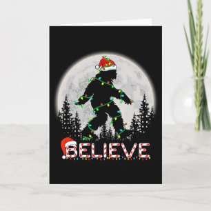 Believe Candy Cane Sasquatch Santa Bigfoot Lights Card