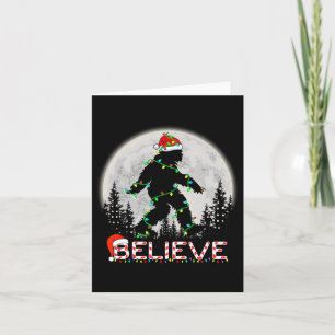 Believe Candy Cane Sasquatch Santa Bigfoot Lights  Card