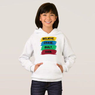 Believe, Chase, Built, Gain motivational slogan