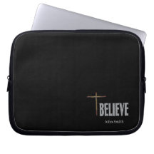 Believe Christian Cross Custom Name Black