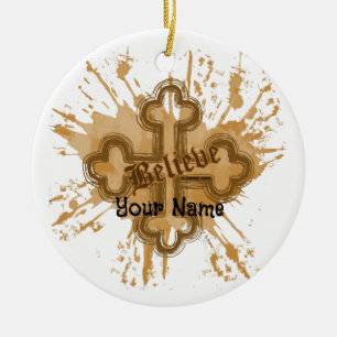 Believe Christian Cross Ornament 