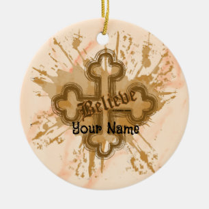 Believe Christian Cross Ornament