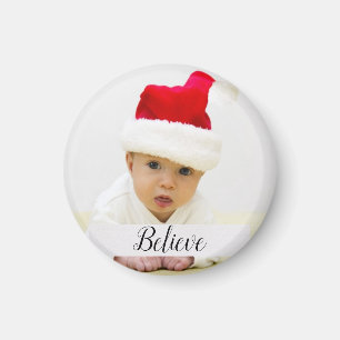 Believe Christmas Baby Photo Magnet