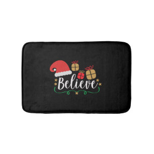 Believe - Christmas Believe, Santa Hat, Santa Bath Mat