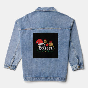 Believe - Christmas Believe, Santa Hat, Santa Denim Jacket