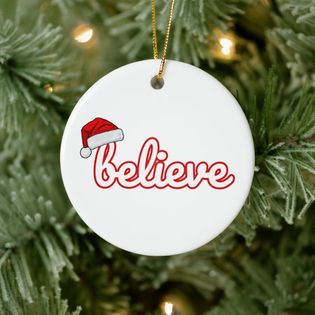 Believe Christmas Ceramic Ornament (Tree)