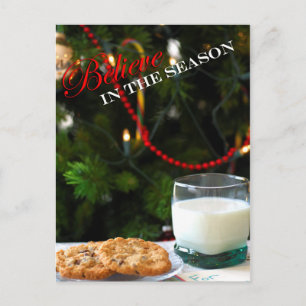 Believe - Christmas cookies & milk for Santa Holiday Postcard