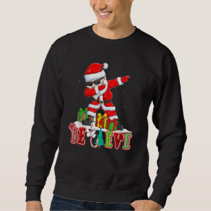 Believe Christmas Dabbing Santa Pyjamas For Family Sweatshirt