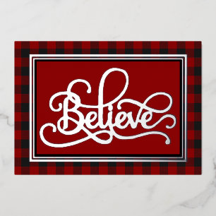 Believe Christmas Foil Holiday Card
