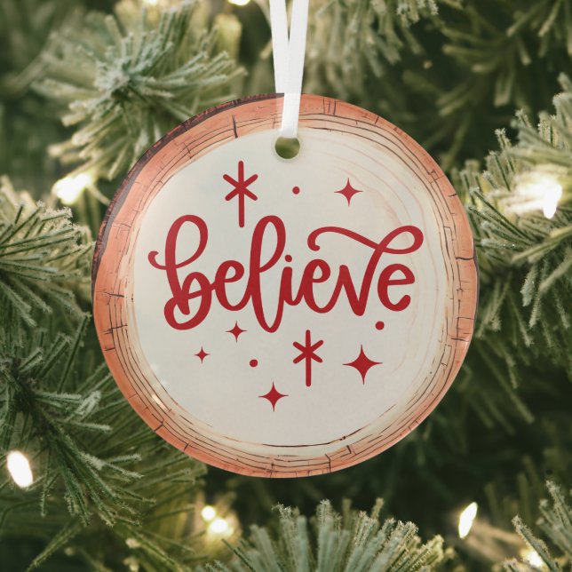 Believe Christmas Glass Tree Decoration (Insitu)