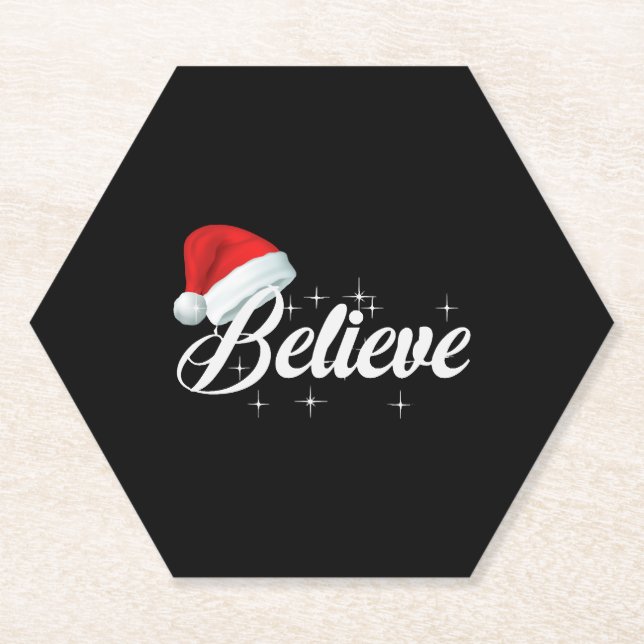 Believe Christmas Paper Coaster (Front)