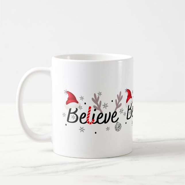  Believe Christmas Pyjamas Santa T-Shirt Coffee Mug (Left)