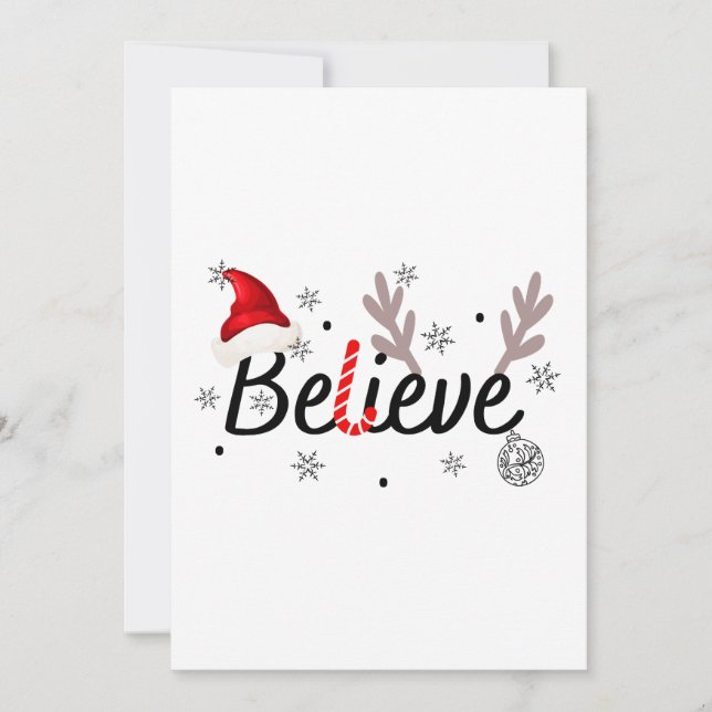  Believe Christmas Pyjamas Santa T-Shirt Invitation (Front)