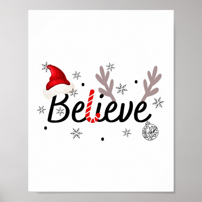  Believe Christmas Pyjamas Santa T-Shirt Poster (Front)
