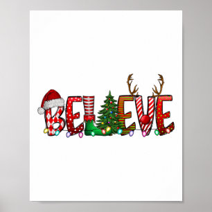 Believe Christmas Santa Claus Pyjamas Family Reuni Poster