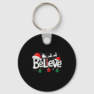 Believe Christmas Santa Claus Reindeer Candy Cane  Key Ring
