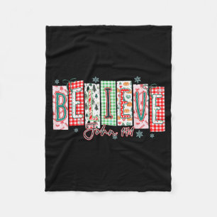 Believe Christmas Santa Coquette Bow Women Girls Fleece Blanket