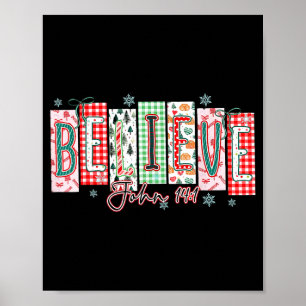 Believe Christmas Santa Coquette Bow Women Girls  Poster