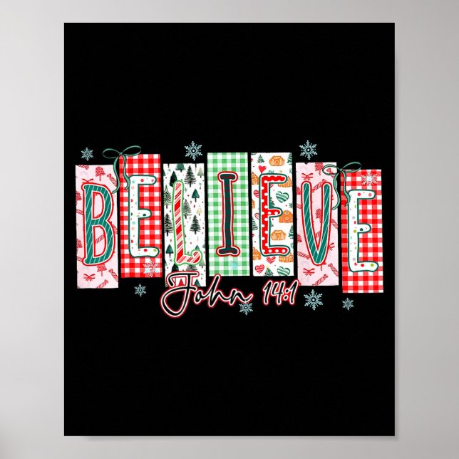 Believe Christmas Santa Coquette Bow Women Girls  Poster (Front)