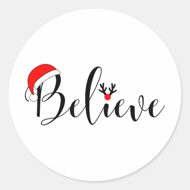 Believe Christmas Sticker Xmas Graphic (Front)