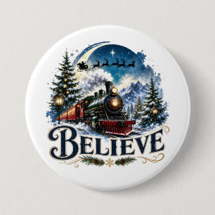 Believe Christmas Train 7.5 Cm Round Badge