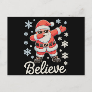 Believe Christmas Xmas Dabbing Santa Holiday Postcard
