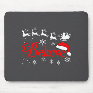 Believe Christmas Xmas Santa Family Pajamas Holida Mouse Pad